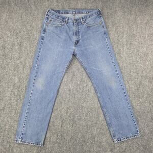 Levis 505 Jeans Mens 36x32 Blue Denim Straight Leg Zip Fly Medium Wash Casual